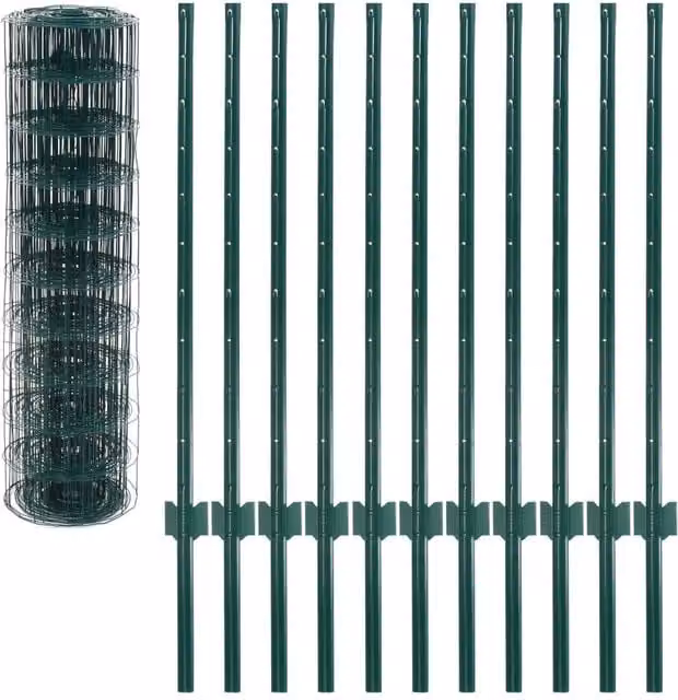 Berkfield Home Euro Fence Green PVC-Coated Steel Fencing, W: 20 m, H: 1 m – 1