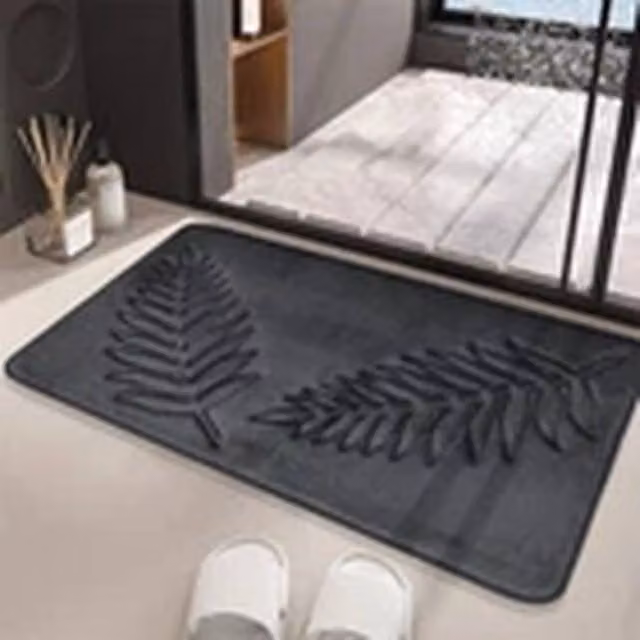 Havendro Non-Slip Memory Foam Bath Mat in Dark Grey, W: 40 cm x D: 60 cm