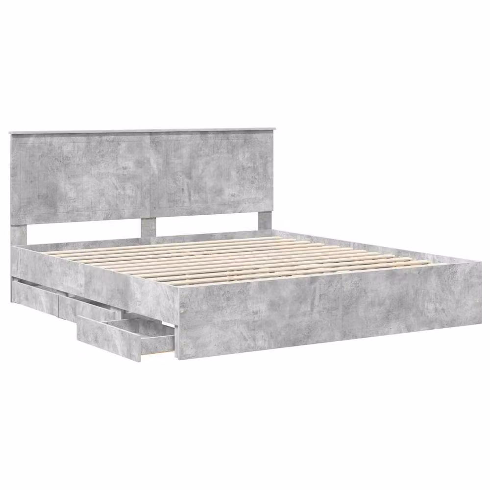 Berkfield Home Modern Bed Frame with Drawers in Concrete Grey, Engineered Wood, 180 x 200 cm – 2