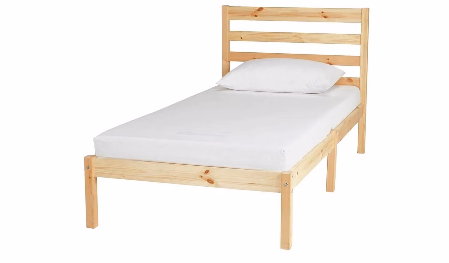 Kaycie Single Bed Frame in Brown Solid Pine, W/D/H: 90 x 190 cm