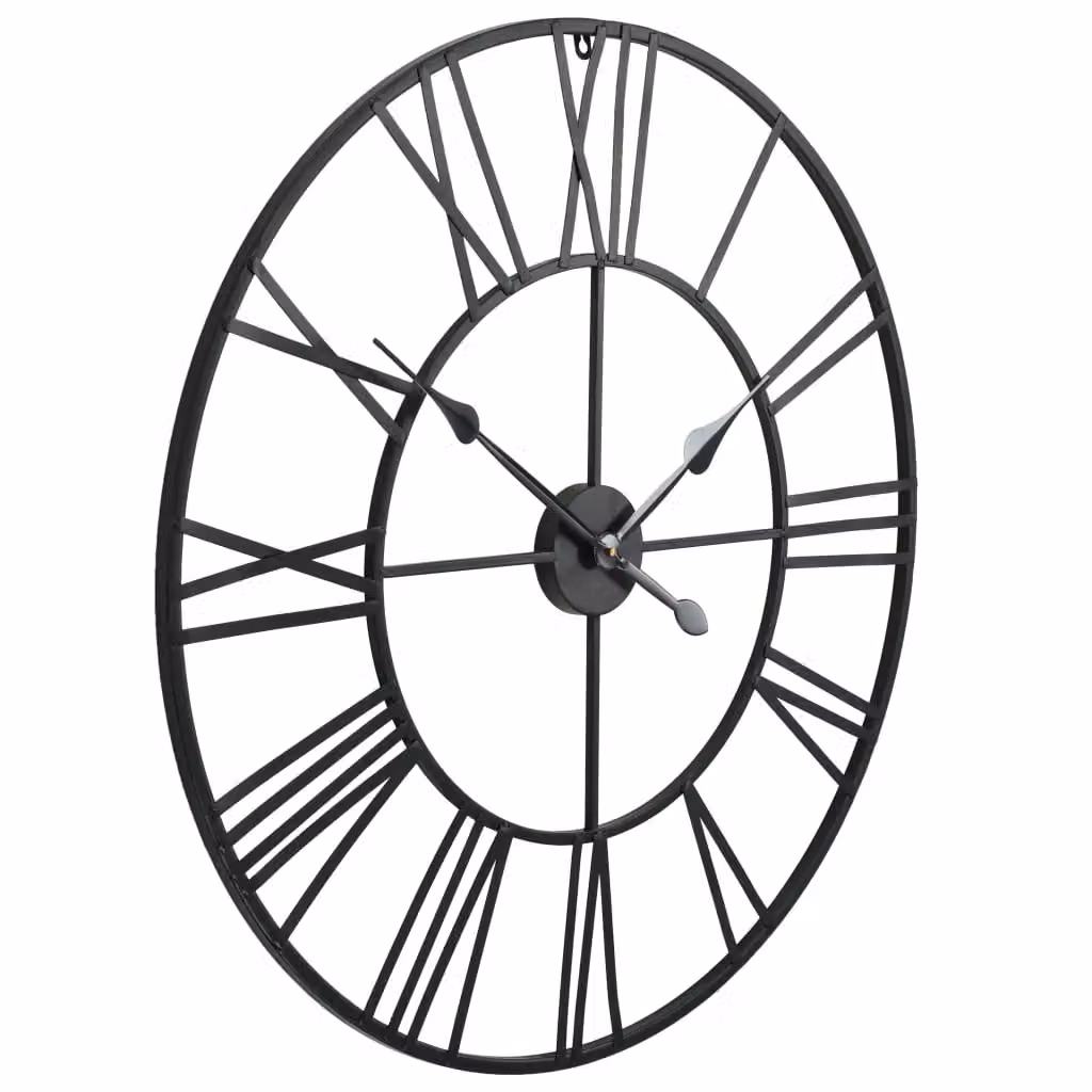Berkfield Home Vintage Round Metal Wall Clock with Quartz Movement in Black, Diameter: 80 cm – 3
