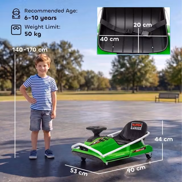 AIYAPLAY 24V Electric Go Kart for Kids with Drift Mode, Green