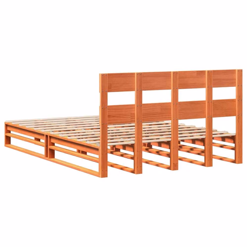 Berkfield Home Beautiful Solid Wood Bed Frame in Wax Brown, W: 160 cm, D: 200 cm – 3
