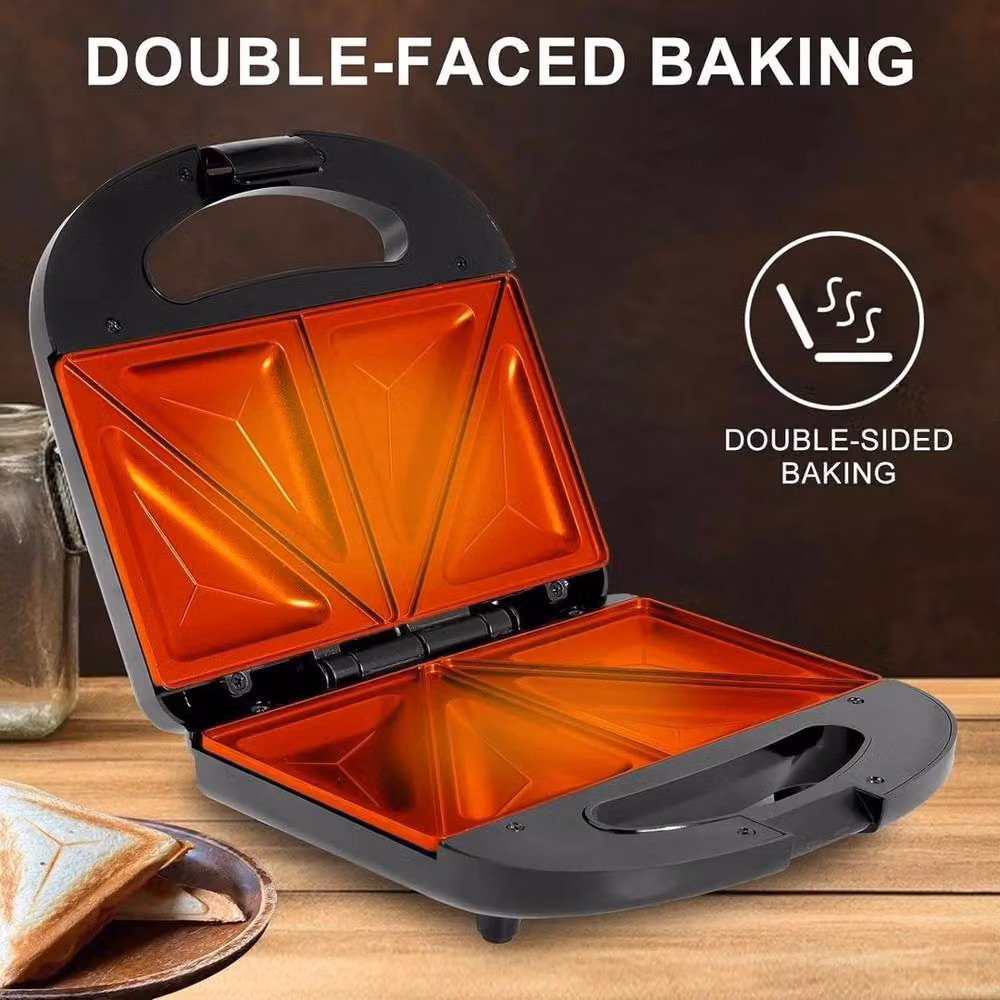 FLAVORA 750W 2 Slice Triangle Sandwich Toaster in Black – 4