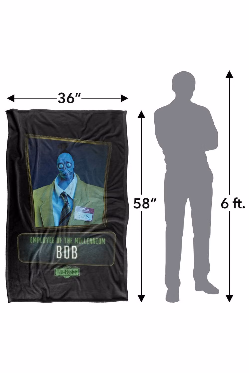 LOGOVISION Beetlejuice 2 Bob Employee of the Millennium Super Soft Silky Touch Fleece Throw Blanket, Multicolour, W: 152.4 cm x L: 127.0 cm – 8