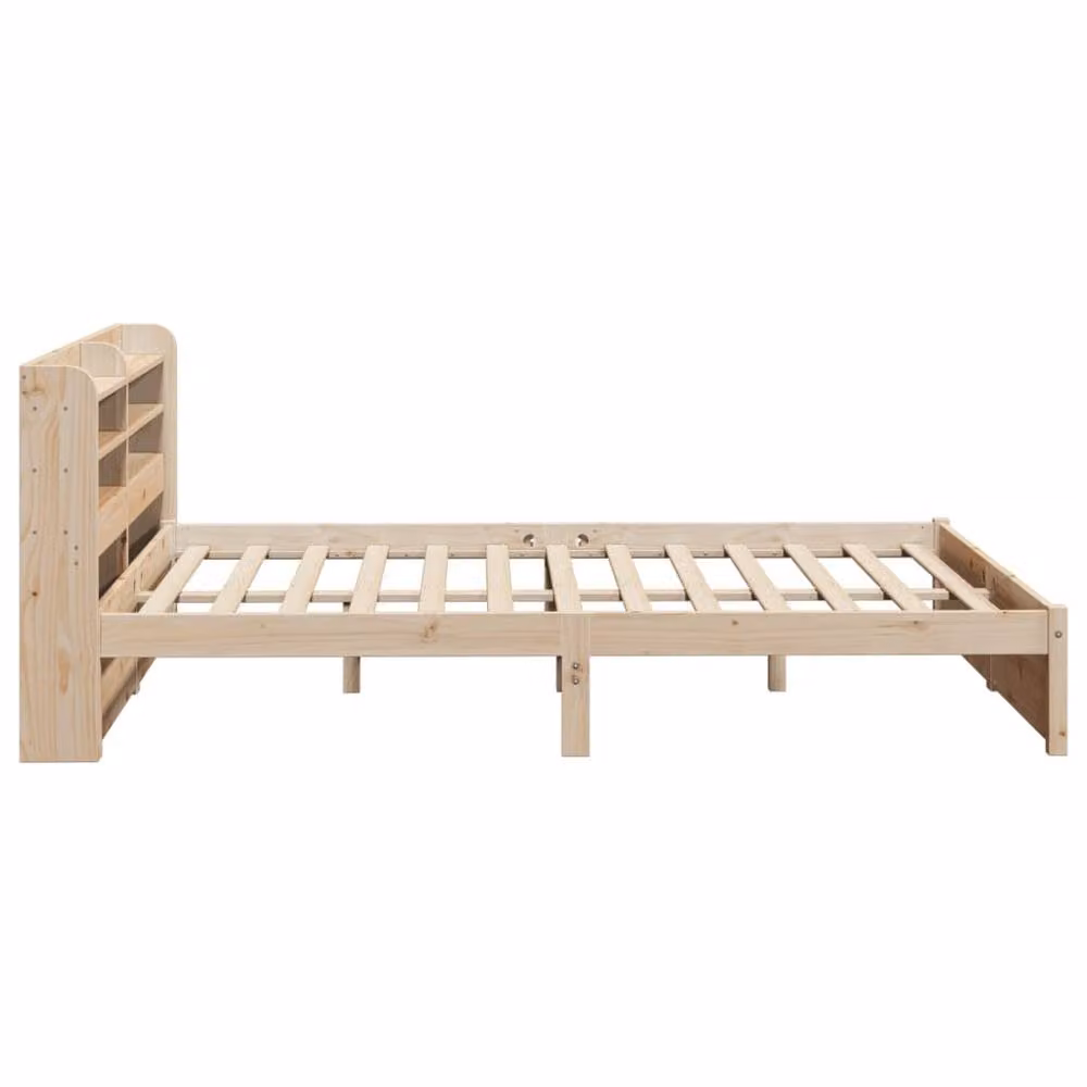 Berkfield Home Rustic Solid Pine Bed Frame with Headboard and Side Compartments, Brown, W/D/H: 160 x 200 cm – 2