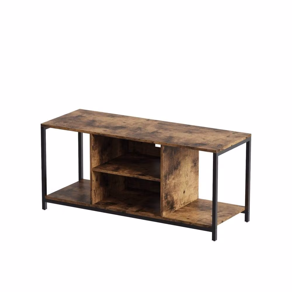 FORGEVIO Rustic Brown TV Stand and Storage Cabinet with Media Compartments, W/D/H: 110 x 40 x 50 cm – 2
