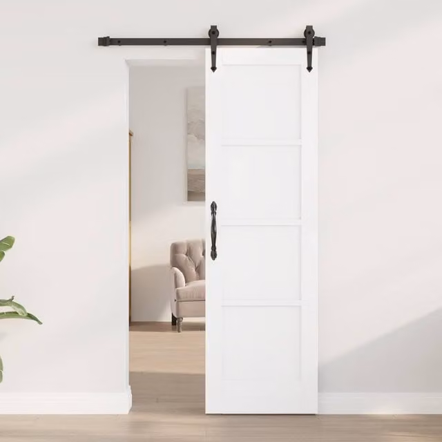 Berkfield Orkdal White Sliding Interior Door, Lacquered Solid Pine Wood, W: 61 cm, H: 198.5 cm, D: 4 cm