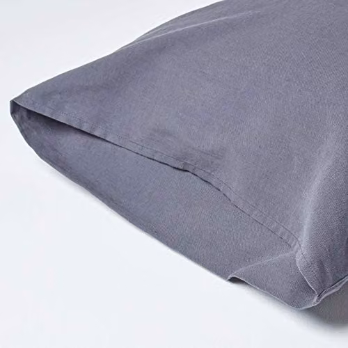 Homescapes Luxury Linen and Combed Cotton Blend Pillowcase, Dark Grey, King Size – 2