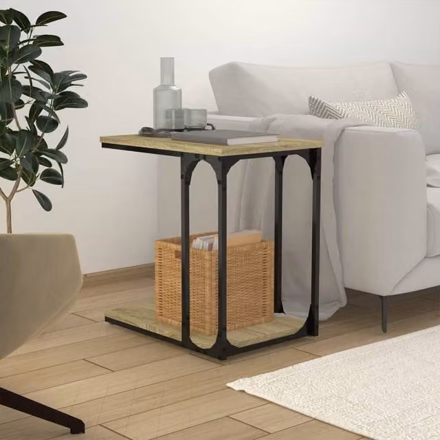 Berkfield Home Sonoma Oak Side Table in Brown, W/D/H: 50 x 35 x 52 cm