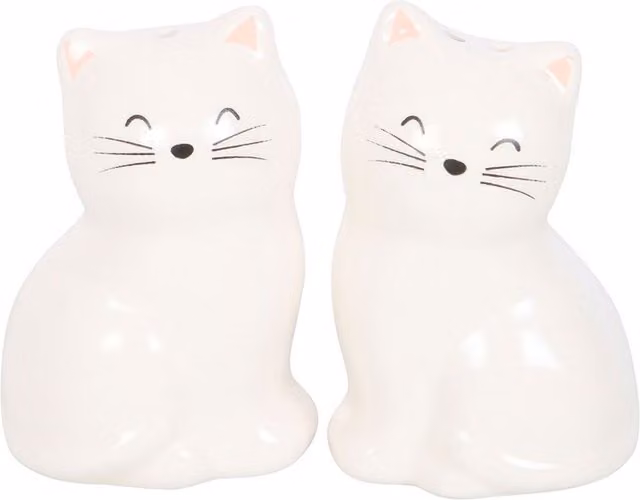 Kingsbury Gifts White Cat Shaped Ceramic Salt and Pepper Shakers