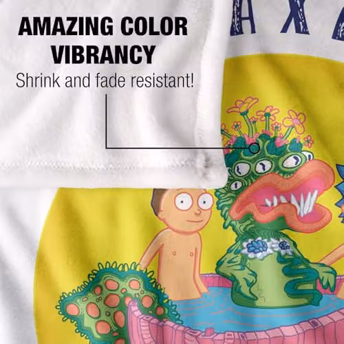 Warner Bros. Rick and Morty Ricklaxation Super Soft Silky Touch Fleece Throw Blanket, Multicolour, W: 152.4 cm x L: 127 cm – 2