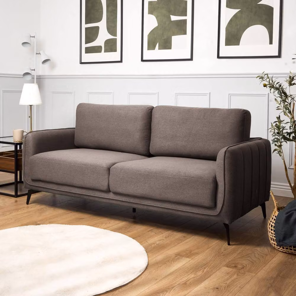 Bravich LTD Brixton Scandinavian Fabric Sofa in Dark Brown, 2 Pack – 5