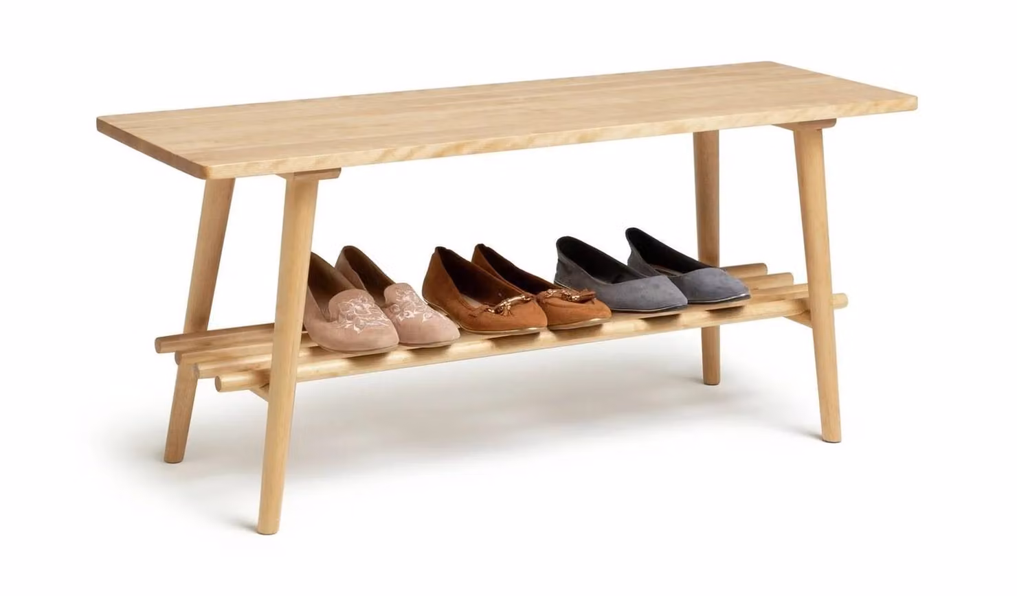 Swen 1 Shelf Shoe Bench in Oak Brown for Hallway and Bedroom