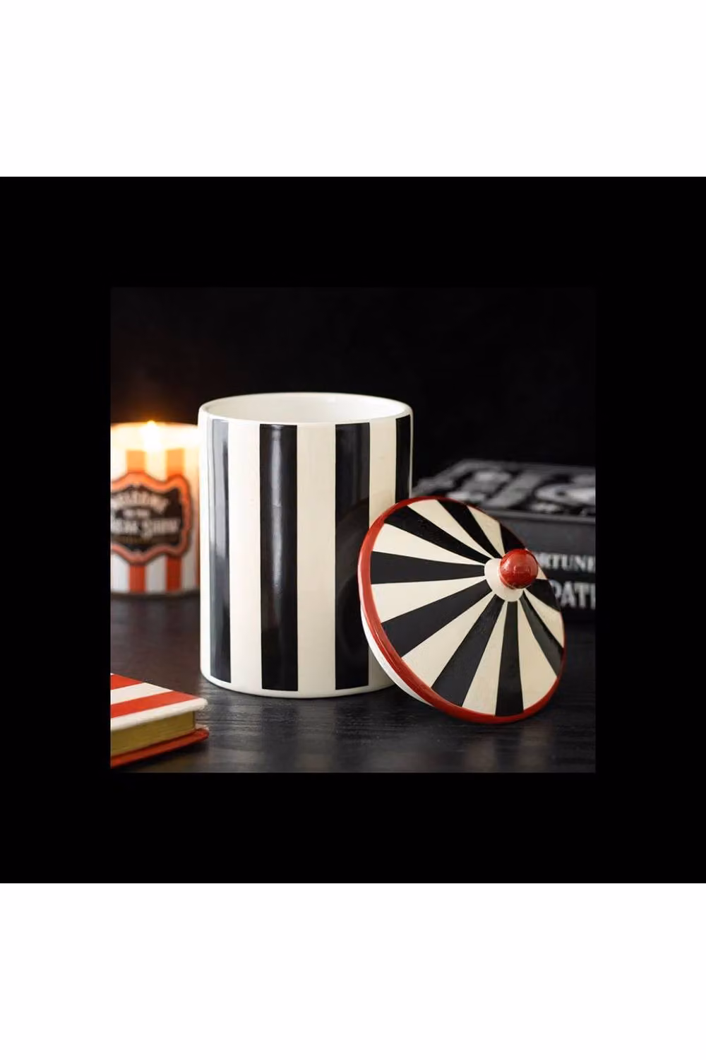 KDMD Black Striped Circus Tent Ceramic Storage Jar for Kitchen Snacks – 2