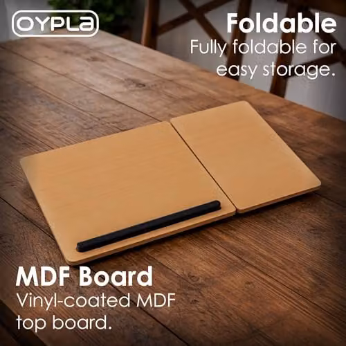 Oypla Portable Folding Laptop Table in Brown with Tilting Top and Adjustable Height – 3