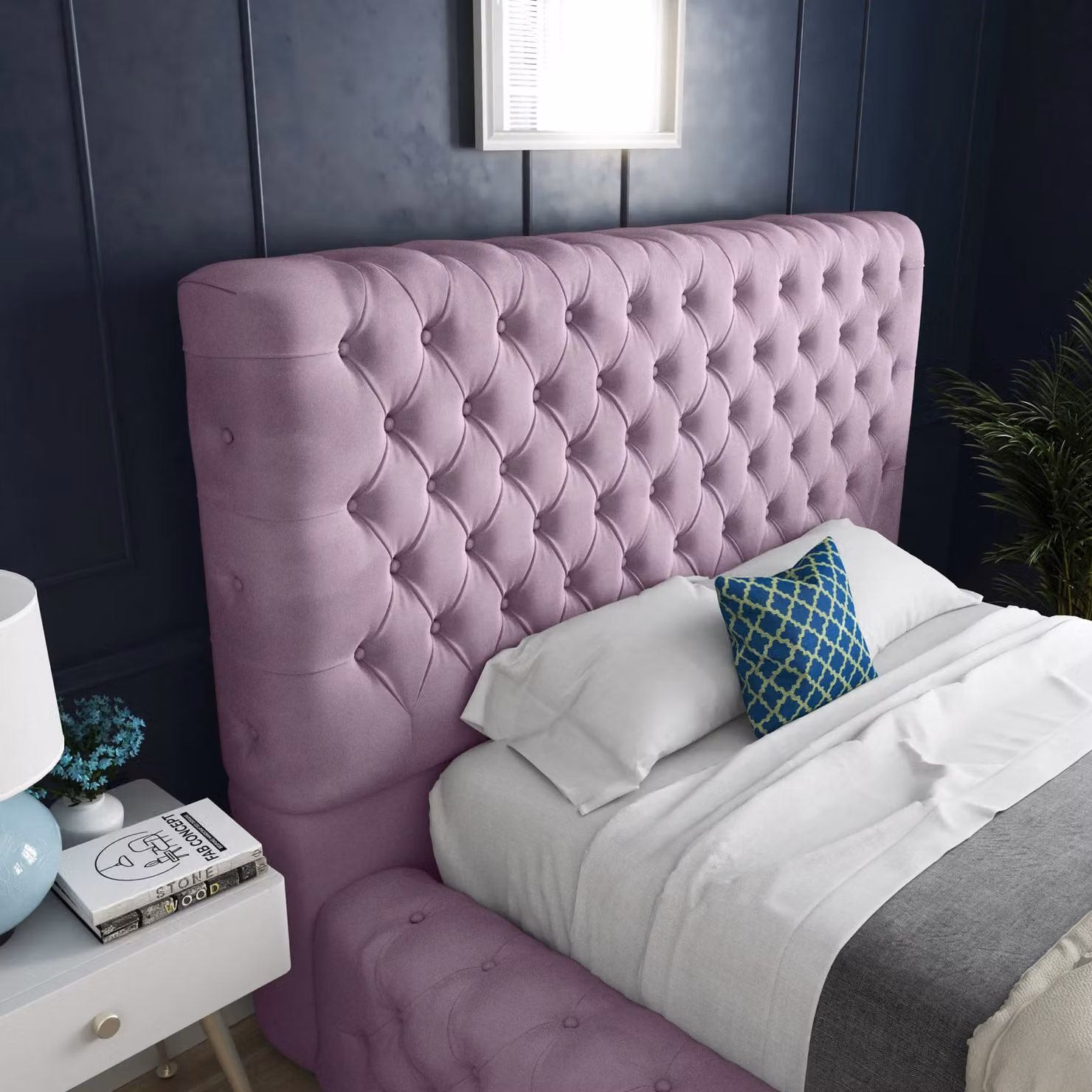 DS Living Cambridge Upholstered Pink Velvet Bed Frame, W/D/H: 120 x 200 cm – 2