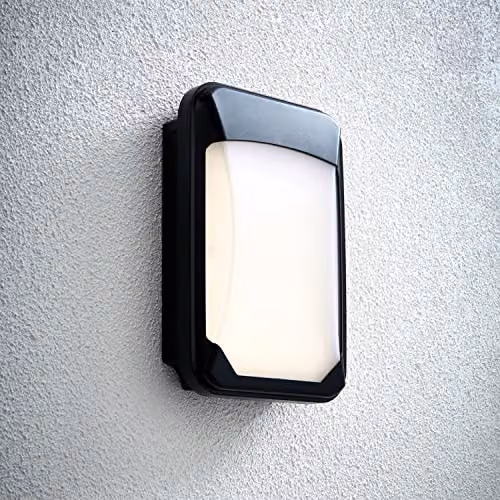 Loops Outdoor IP65 Commercial Bulkhead Wall Light, 15W Cool White LED, Black Plastic – 2