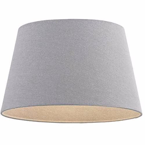 Loops Round Tapered Drum Lamp Shade in Grey Linen Fabric, Diameter: 20.32 cm