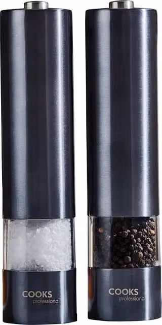 Cooks Professional Electric Stainless Steel Automatic Salt and Pepper Mill Set in Anthracite Grey