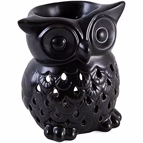 Jones Home & Gift Black Ceramic Owl Oil Burner for Tealights, W/D/H: 12 x 11 x 8 cm – 2