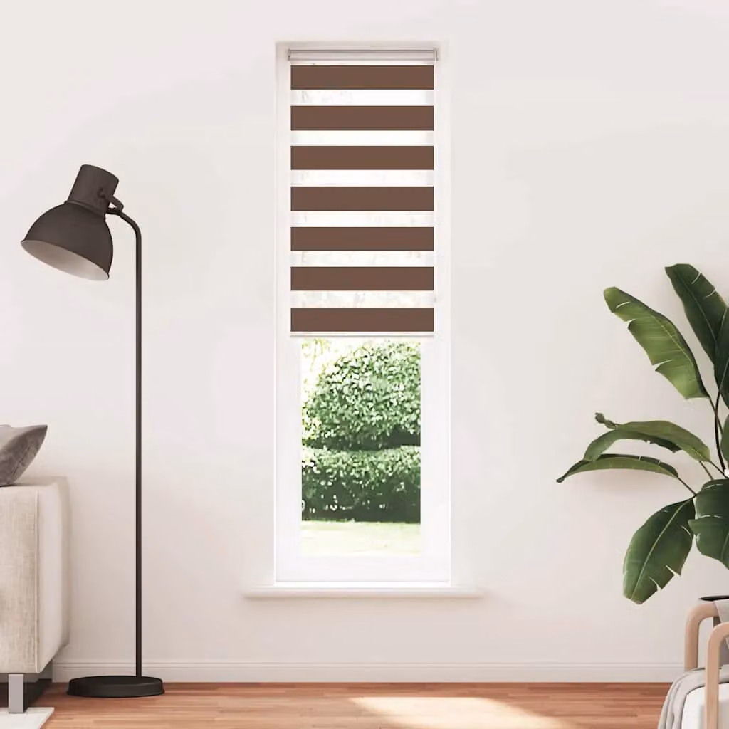 Berkfield Home Brown Zebra Day and Night Blind with Polyester Fabric, W: 55 cm, H: 200 cm – 2