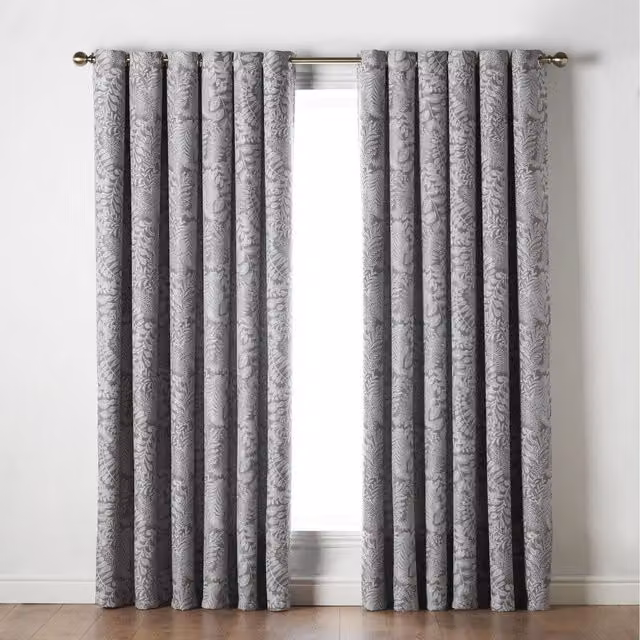Livinluxury Fern Floral Blackout Eyelet Top Curtains, Latte, Width: 168 cm, Height: 183 cm