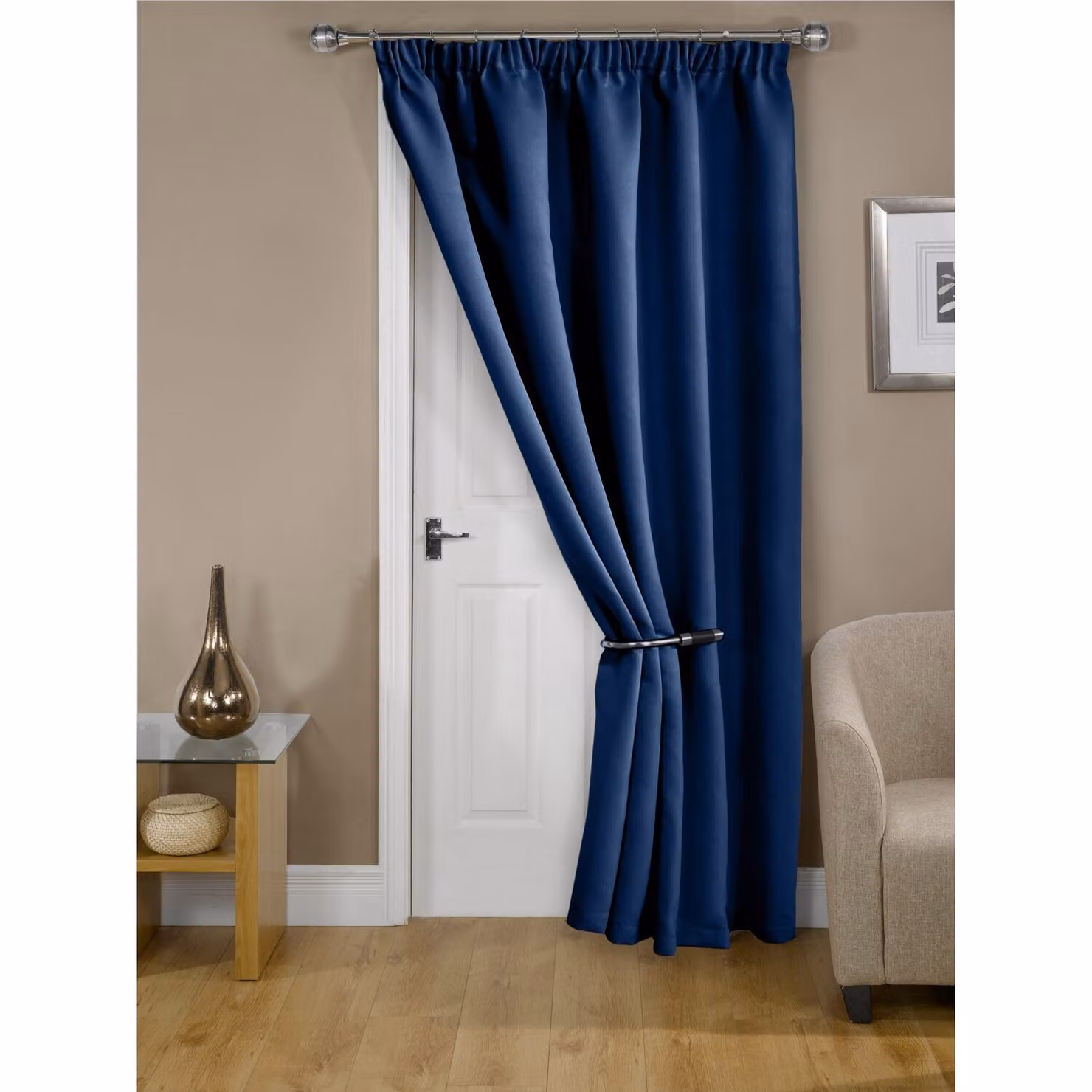 Emma Barclay Blue Thermal Blackout Eyelet Door Curtain, Width: 114 cm – 2