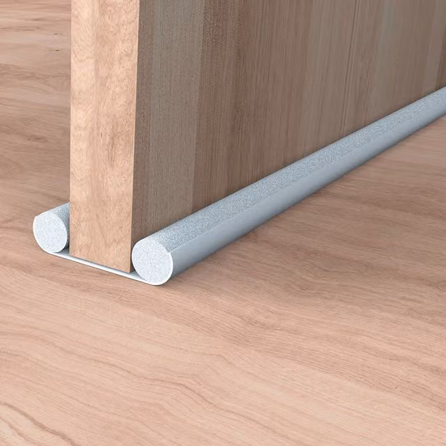 Stormguard Self-Adhesive TwinTube Internal Under Door Bottom Draught Excluder in White and Grey, Length: 95 cm