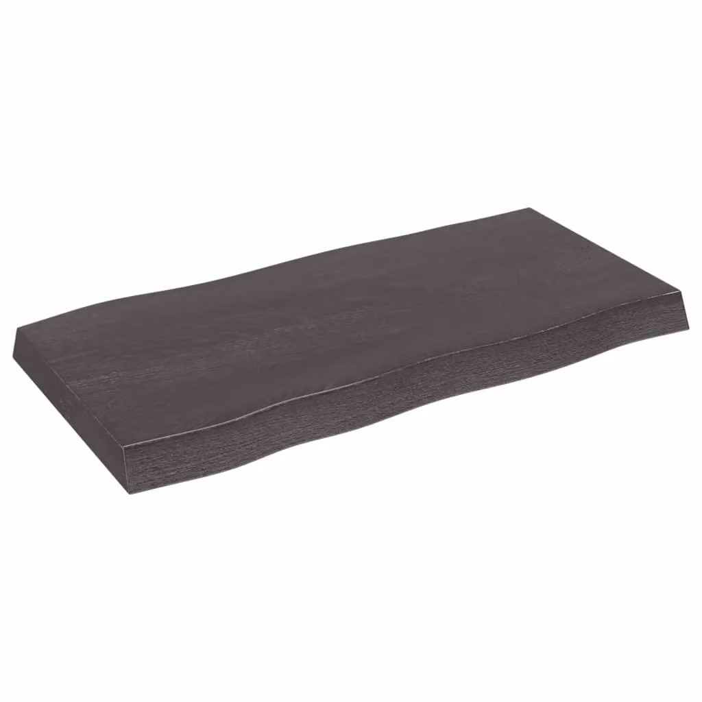 Berkfield Home Table Top Live Edge Solid Wood Countertop in Dark Grey and Brown, W: 80 cm, D: 40 cm, H: 2-6 cm – 2