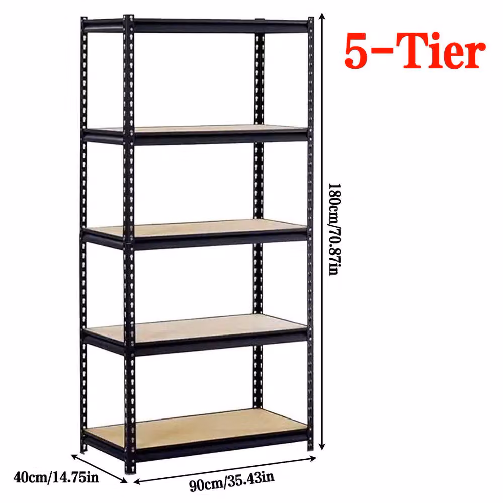 FORGEVIO Black Metal 5 Shelf Adjustable Floor Standing Storage Unit – 2