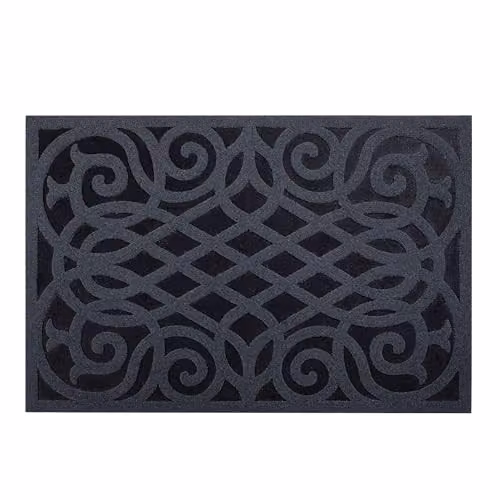 Nicoman Victorian Style Non-Slip Rubber Indoor Door Mat, Grey, W: 90 cm, D: 60 cm – 5