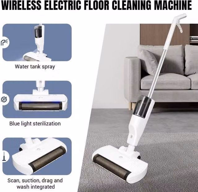 VOGREX All-in-One Cordless Vacuum Mop with Self-Cleaning Dock in White
