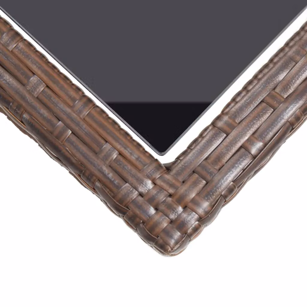 Berkfield Home Brown Poly Rattan and Glass Garden Table W/D/H: 110 x 53 x 72 cm – 3
