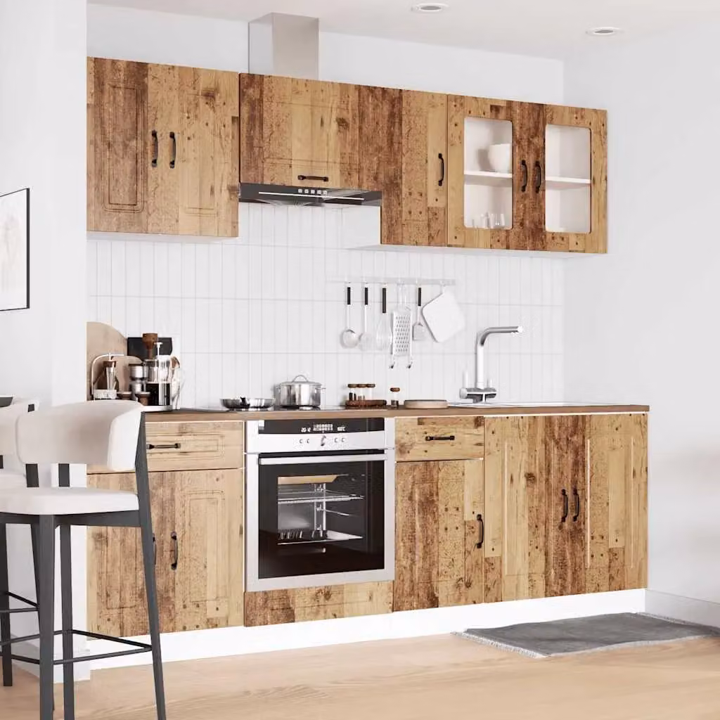 Berkfield Home Kalmar 8 Piece Rustic Kitchen Cabinet Set in Brown Engineered Wood – 2