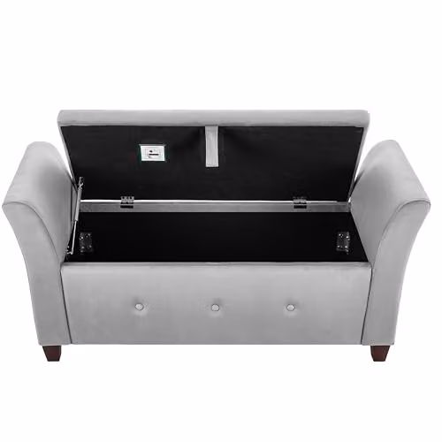 Vida Designs Seville Storage Ottoman in Grey Velvet, W/D/H: 120 x 45 x 60 cm – 7