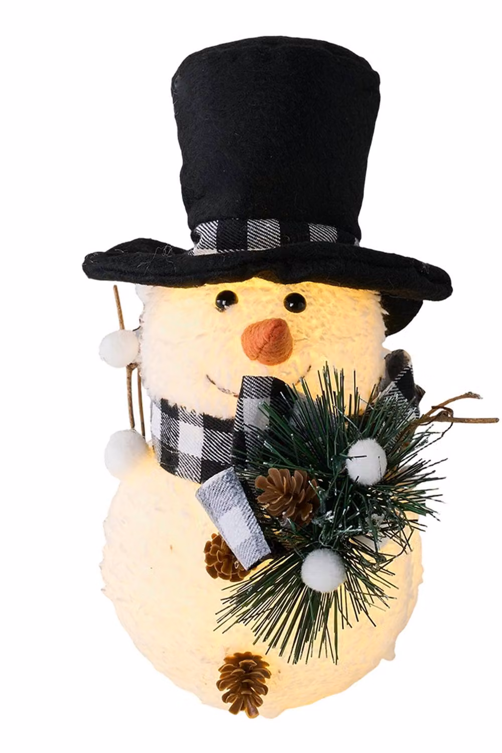 Living and Home 2-Pack Vintage Christmas Snowman Tabletop Ornament Decorations in White, Orange and Black – 4