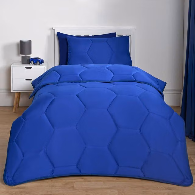 OHS Blue Honeycomb Quilted 7.5 Tog Double Duvet Set for Children