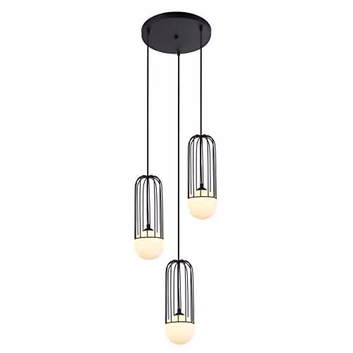 Netlighting Modern 3-Light Suspended Pendant Light in Black and White with G9 Shades