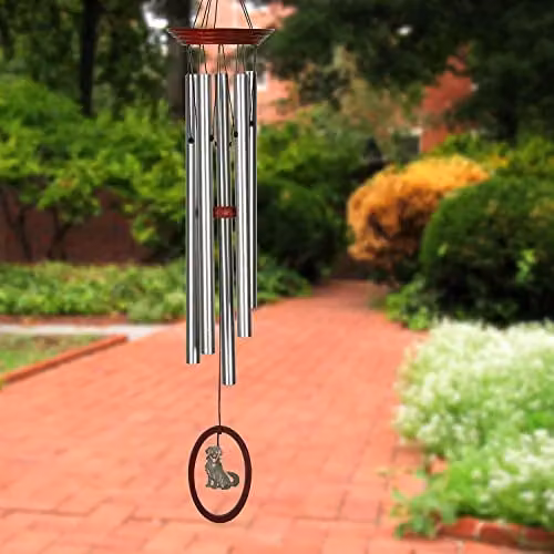 Woodstock Chimes Dog Wind Chime in Silver and Multicolour, Height: 60.96 cm – 2