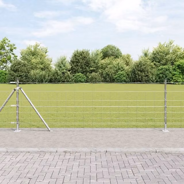 Berkfield Home Field Fence in Silver Galvanised Steel, 0.8 x 50 m – 1