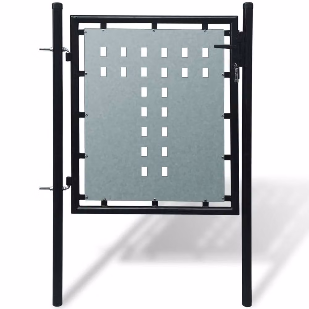 Berkfield Home Black Steel Single Swing Decorative Fence Gate W: 100 cm, H: 150 cm – 2