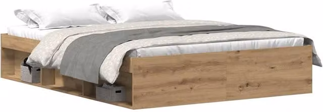 Berkfield Home Artisan Oak Bed Frame in Brown, Engineered Wood, 150 x 200 cm – 1