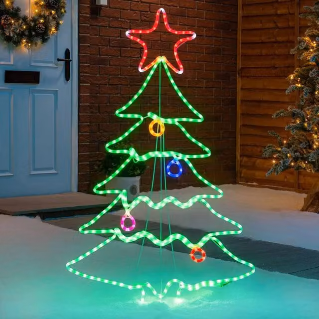 NESTLUNE Green LED Christmas Tree Rope Light for Outdoor Decoration