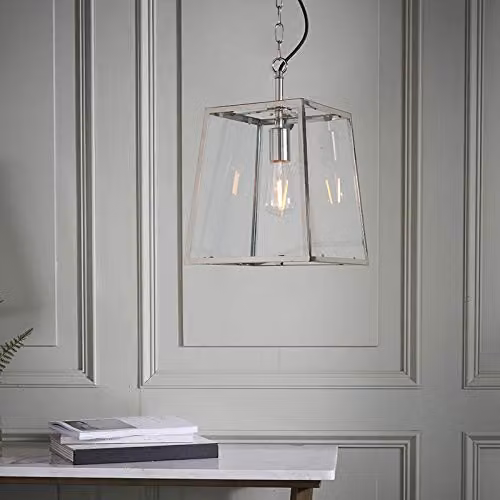 Netlighting Hurst Dimmable Pendant Light with Transparent Glass Shade and Silver Metal Finish, W/D/H: 27.5 x 31.5 x 31.5 cm – 2