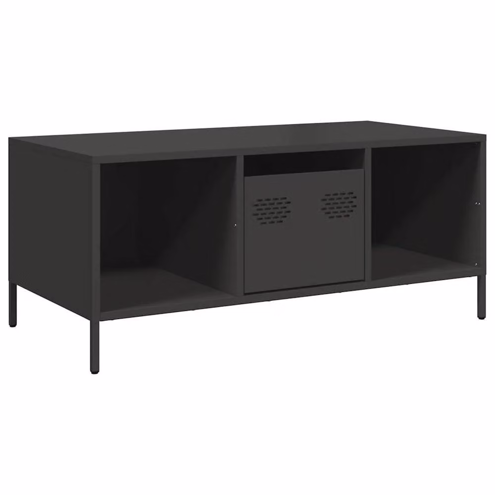 Berkfield Home Sturdy Black Coffee Table with Cold-rolled Steel, W: 101.5 cm, D: 50 cm, H: 43.5 cm – 3