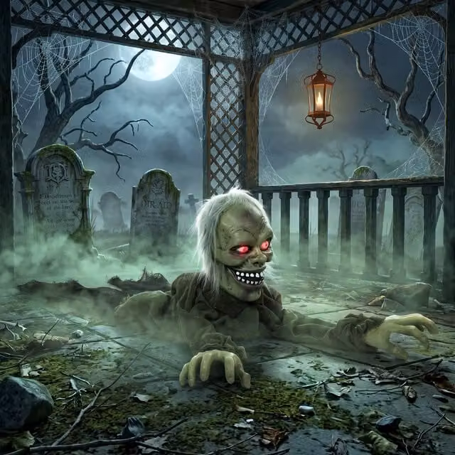HOMCOM Animatronic Crawling Zombie with Light-Up Eyes in Multicolour