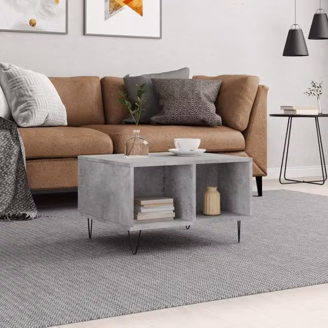 Berkfield Home Modern Grey Coffee Table W/D/H: 60 x 50 x 36.5 cm – 1