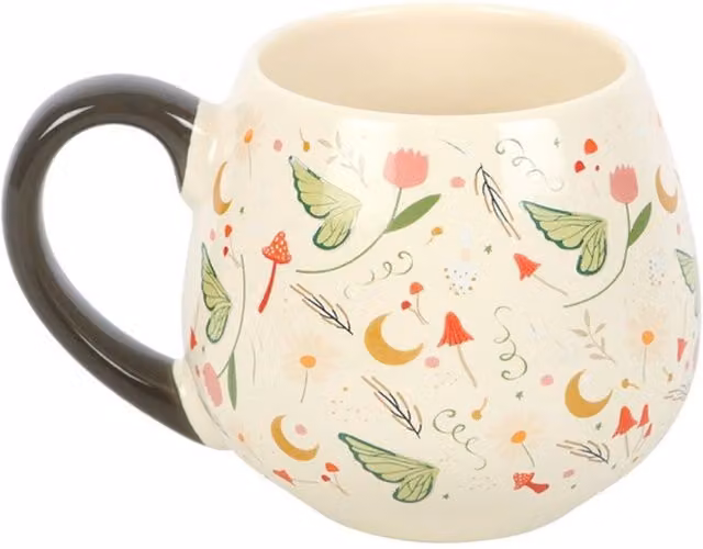 KDMK Floral Ceramic Fairy Folklore Garden Mug, White and Multicolour, 500 ml