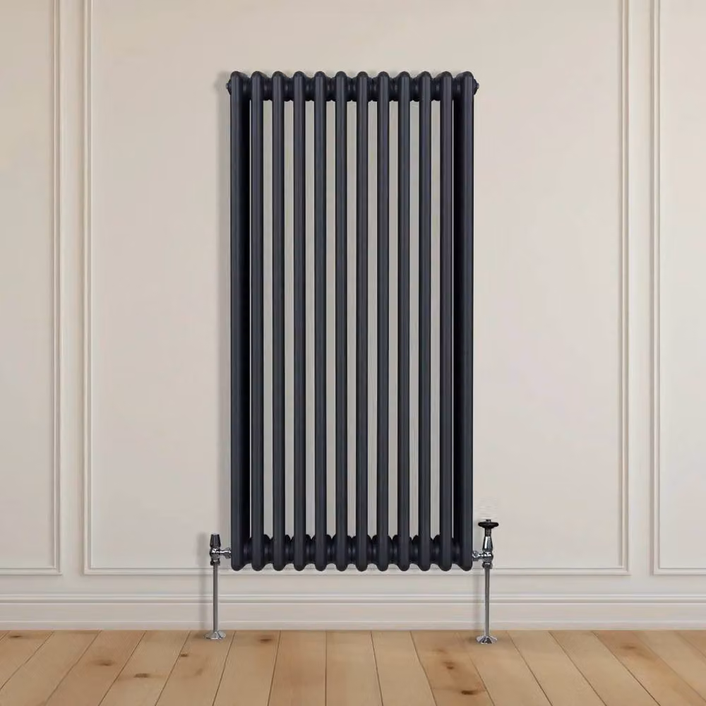 Monstershop Traditional 3 Column Steel Radiator in Anthracite Grey, H: 150.0 cm, W: 56.2 cm, D: 10.0 cm – 7